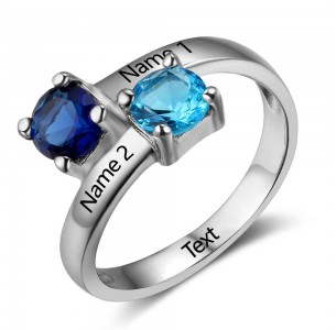 Birthstone Ring, Sterling Silver Personalized Engravable Ring JEWJORI102735